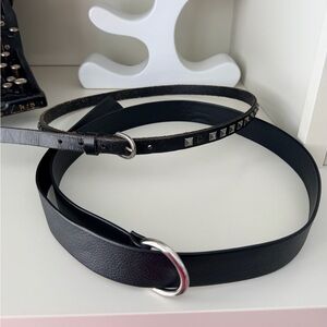 LOT Bundle Women’s Belts X 2 Leather and Vegan Black Size Large